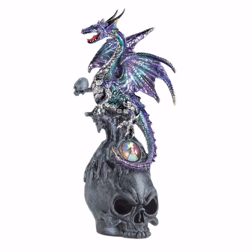 Picture of Mystical Jeweled Dragon And Skull Figurine