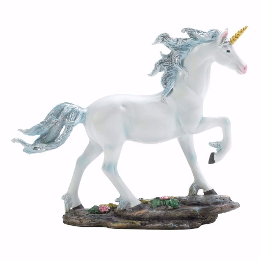 Picture of White Unicorn Figurine with blue Mane