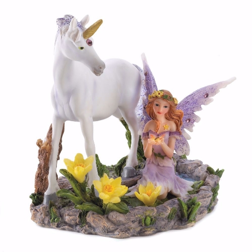 Picture of Unicorn and Sitting Fairy - FOREST MAGIC FIGURINE