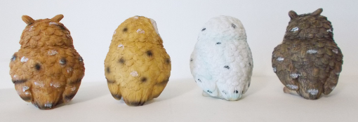 Picture of Cute Colorful Great Horned Forest Snowy & Northern Pygmy Owl Chicks Figurine Set Of 4