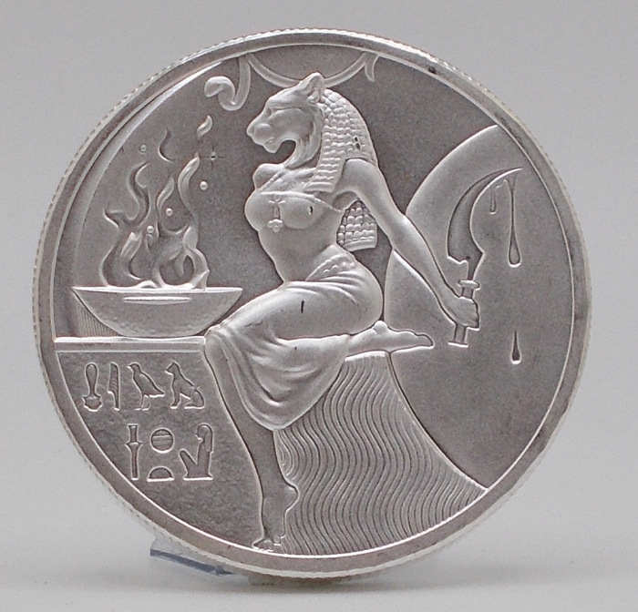 Picture of Sekhmet  | Egyptian Gods Series #6  (2 oz Silver  Round - High Relief) Coin - Limited Edition