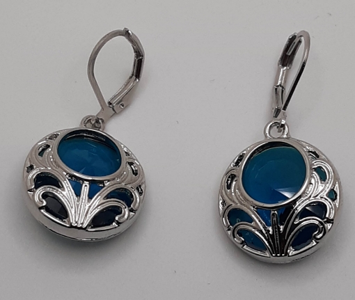 Picture of Earrings - Peacock Blue Stone In Cage