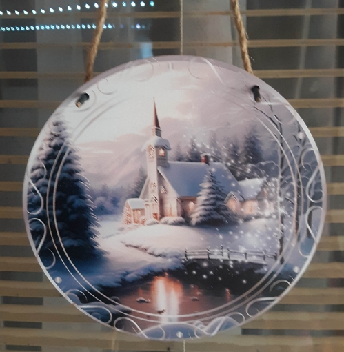 Picture of Church Winter scene (Wood Wall Plaque)