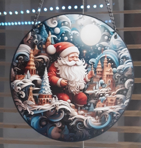 Picture of Santa in Middle of a City | Window or Wall Sun Catcher Ornament