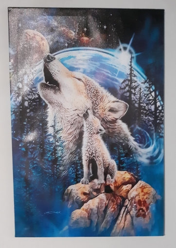 Picture of Wolf Howling with Planet background