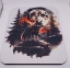 Picture of Wolf at night standing on Rock with Large Moon (Thick Mouse Pad)