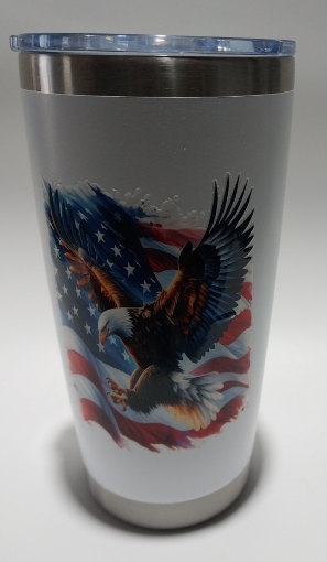Picture of Eagle Soaring with USA Flag