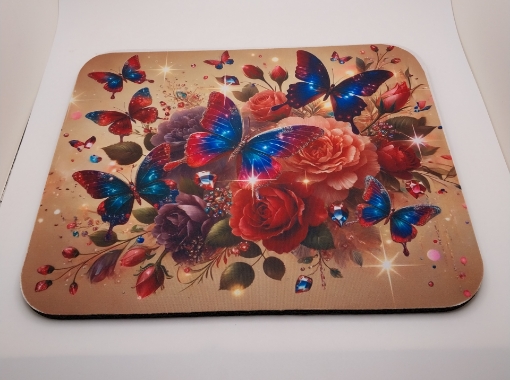 Picture of Butterfly and Roses Tan Mouse Pad