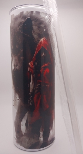 Picture of Female Assassin in red cape with Wolf
