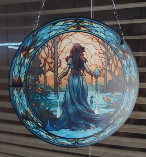 Picture of Lady in woods at Mid Morning (Acrylic Sun Catcher)
