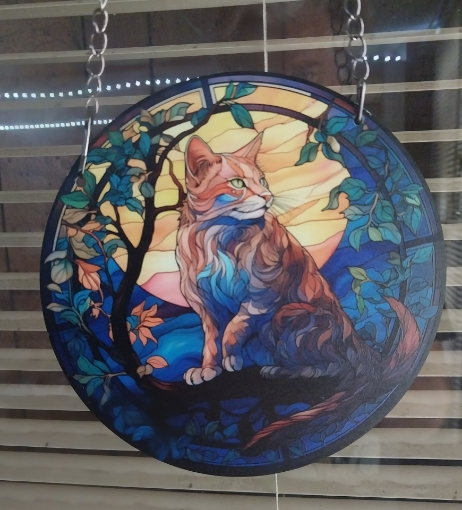 Picture of Cat orange fur with sun (Acrylic Sun Catcher)