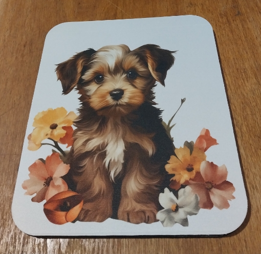 Picture of Yorkie with flowers (Mouse pad)