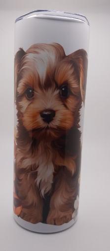 Picture of Yorkie with flowers (20 oz Tumbler)