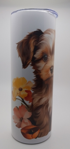 Picture of Yorkie with flowers (20 oz Tumbler)