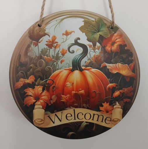 Picture of Pumpkin Harvest Welcome (Wood round Plaque)