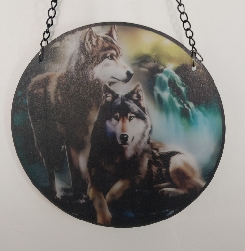 Picture of Wolf Family with waterfall (Sun catcher)