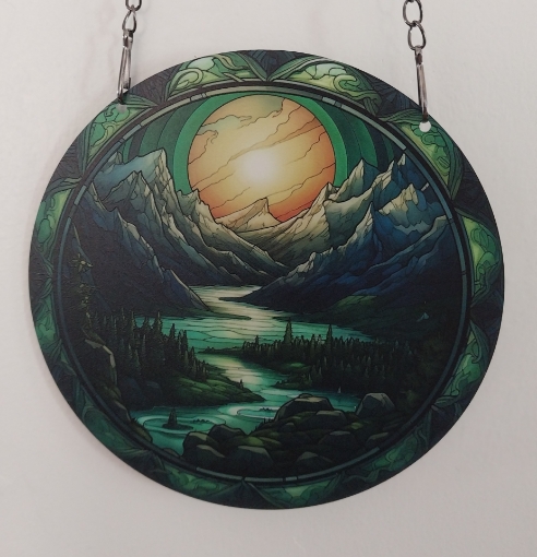 Picture of Mountain and River with Moon (Sun catcher)