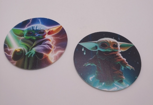 Picture of Grogu with lightsaber - Car coaster