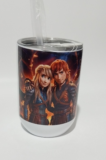 Picture of Toothless and Light Furry with Hiccup and Astrid (Tumbler)